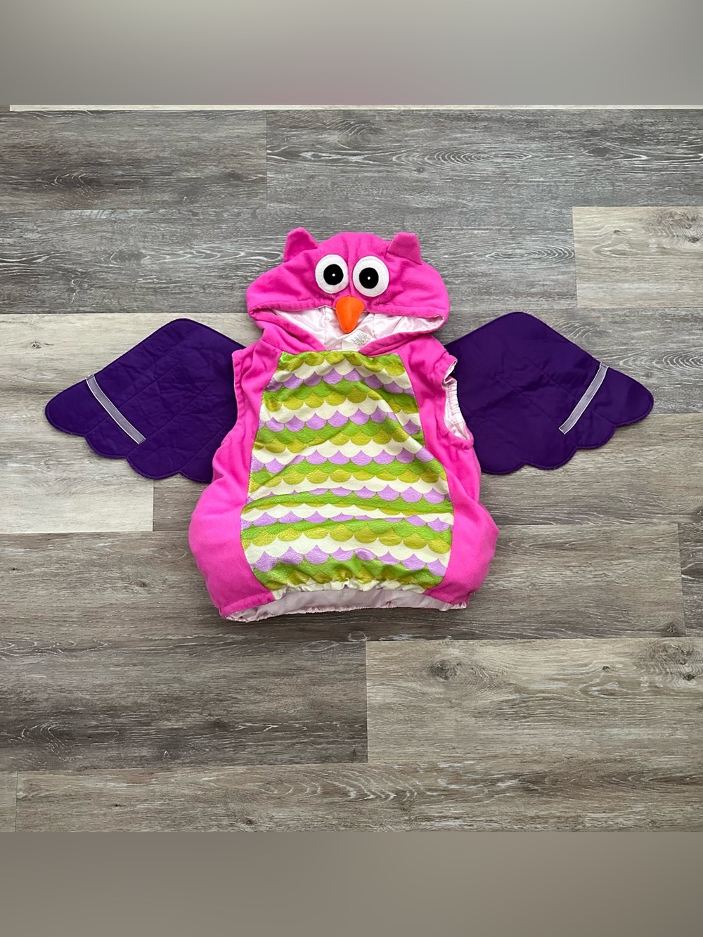Pink Owl Kids Costume Hoodie with Purple Wings 12-24M